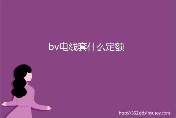 bv电线套什么定额