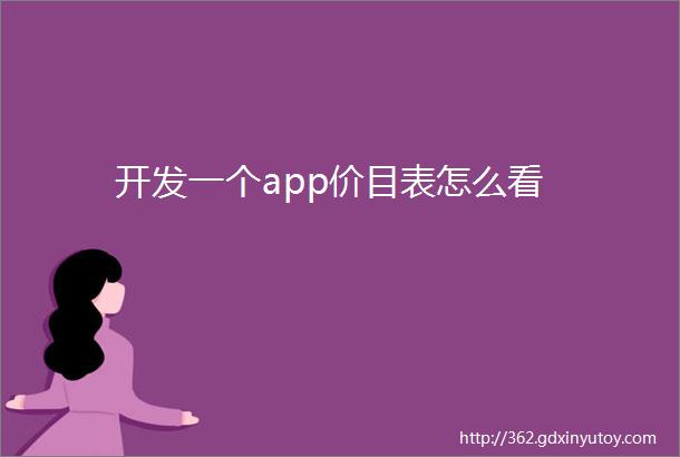 开发一个app价目表怎么看