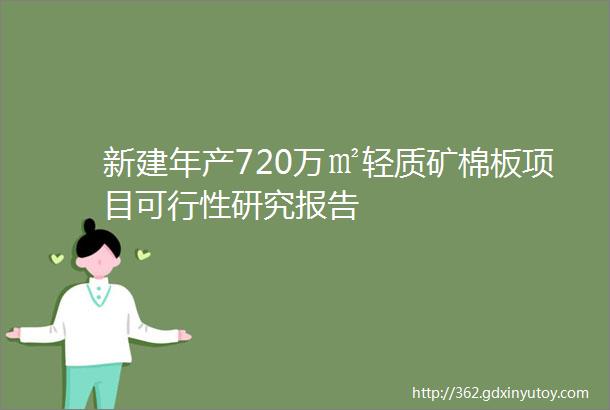 新建年产720万㎡轻质矿棉板项目可行性研究报告