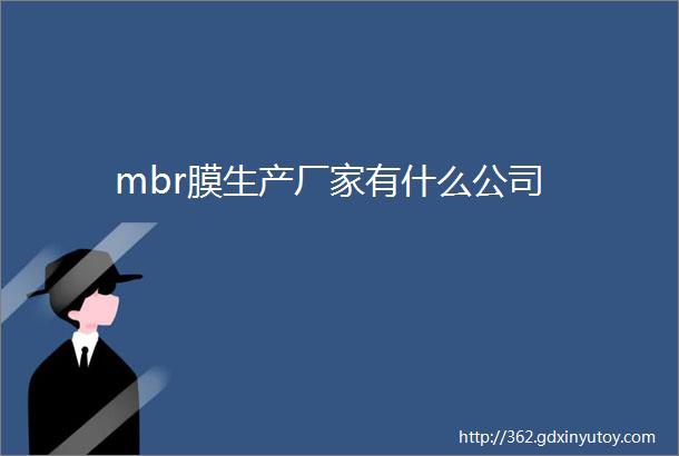 mbr膜生产厂家有什么公司